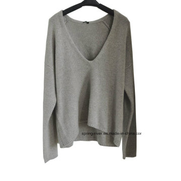 100% Cashmere Deep Vee Neck Pullover Strick Damen Pullover